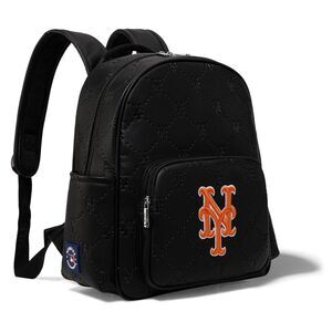 NEW Montana West New York Mets Stamped Logo Black PU Leather Mini Backpack MLB